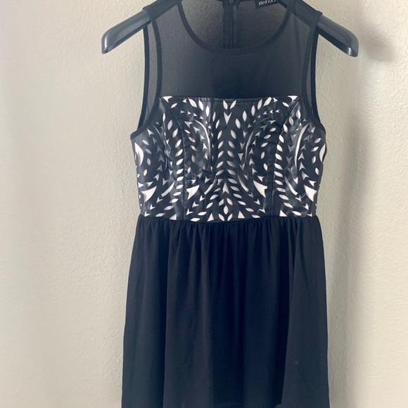 Semi Formal Dress w Leather Detailing & Shear Back - Picture 2 of 4